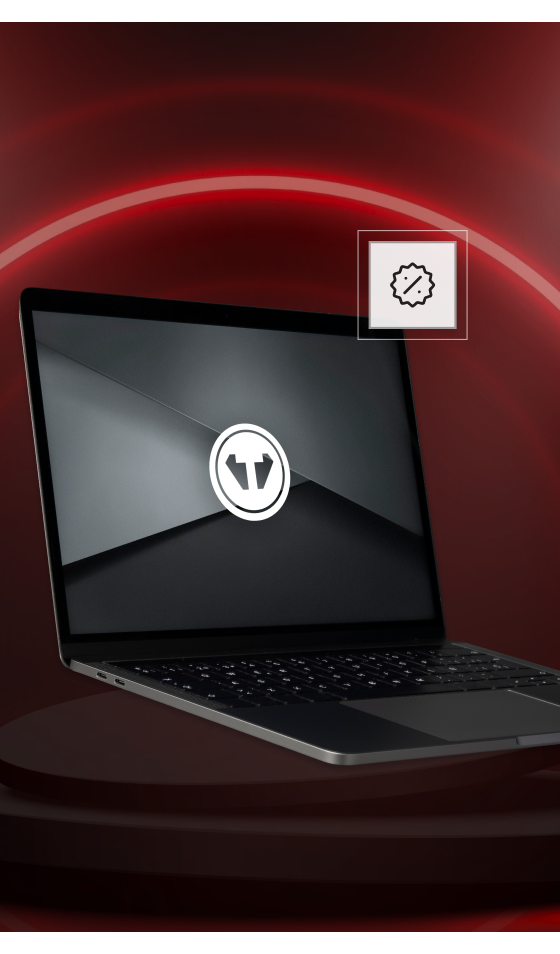 A laptop is sitting on a table in front of a red background. The Tweaknews logo is on the screen.