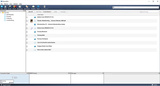 An image of the UsenetWire post save screen showing various articles the person wanted to be able to access instantly.